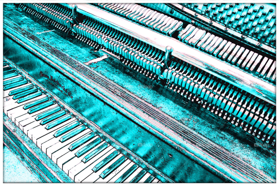 piano keyboard parts exposed inside hardware by stevehardley7