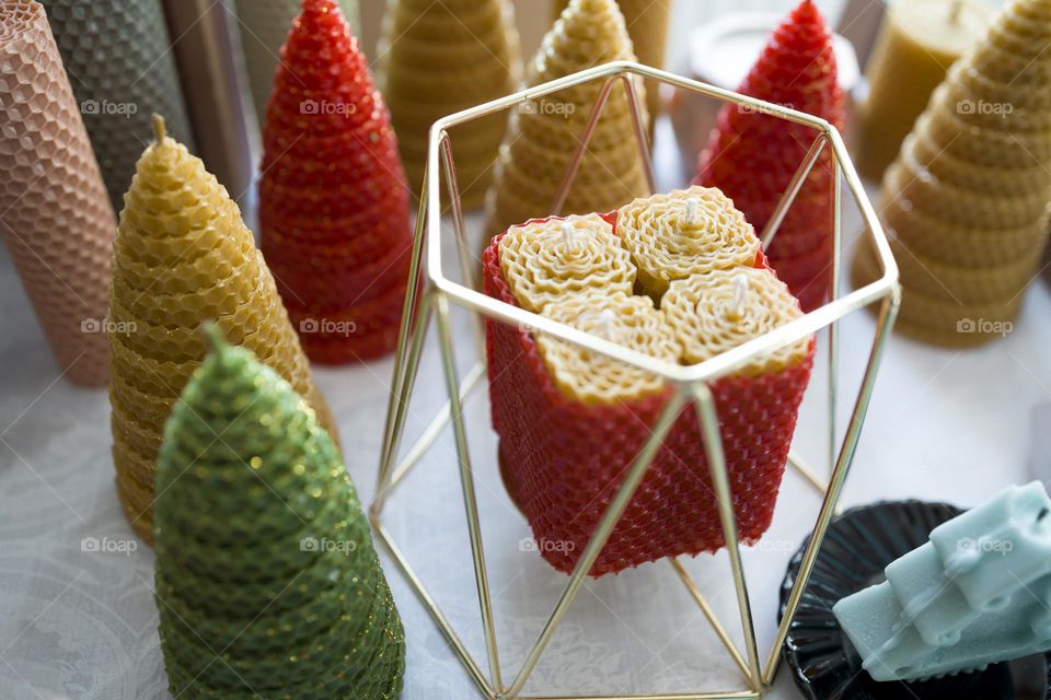 Natural Honey candles  . Aromatherapy concept .