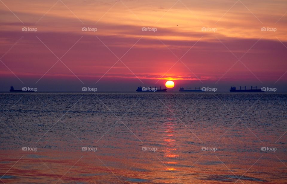 Beautiful sunrise over the Baltic Sea 