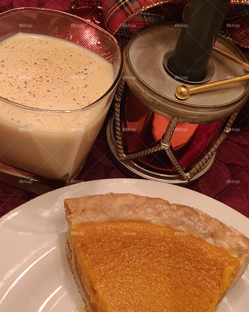 Sweet potato pie and egg nog at the holidays, delicious way to ring in the love of the holiday season 