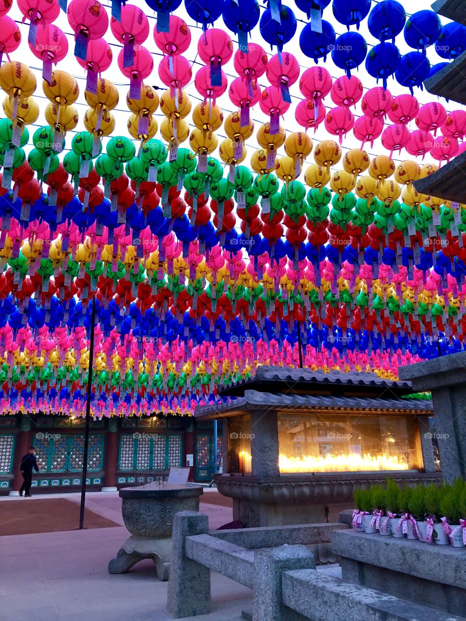 It’s almost time for the springtime celebration of Bhudda’s birth. Beautiful paper lanterns, each with their prayer tag and beautifully lit candles underneath. 