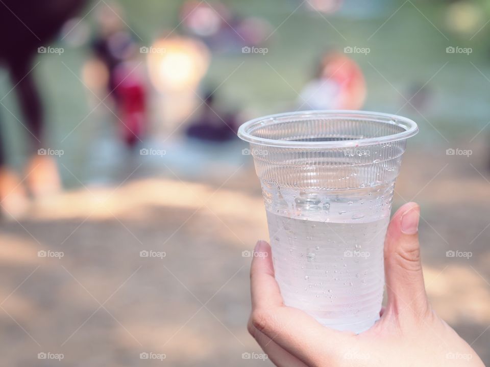 Drinking water in glass