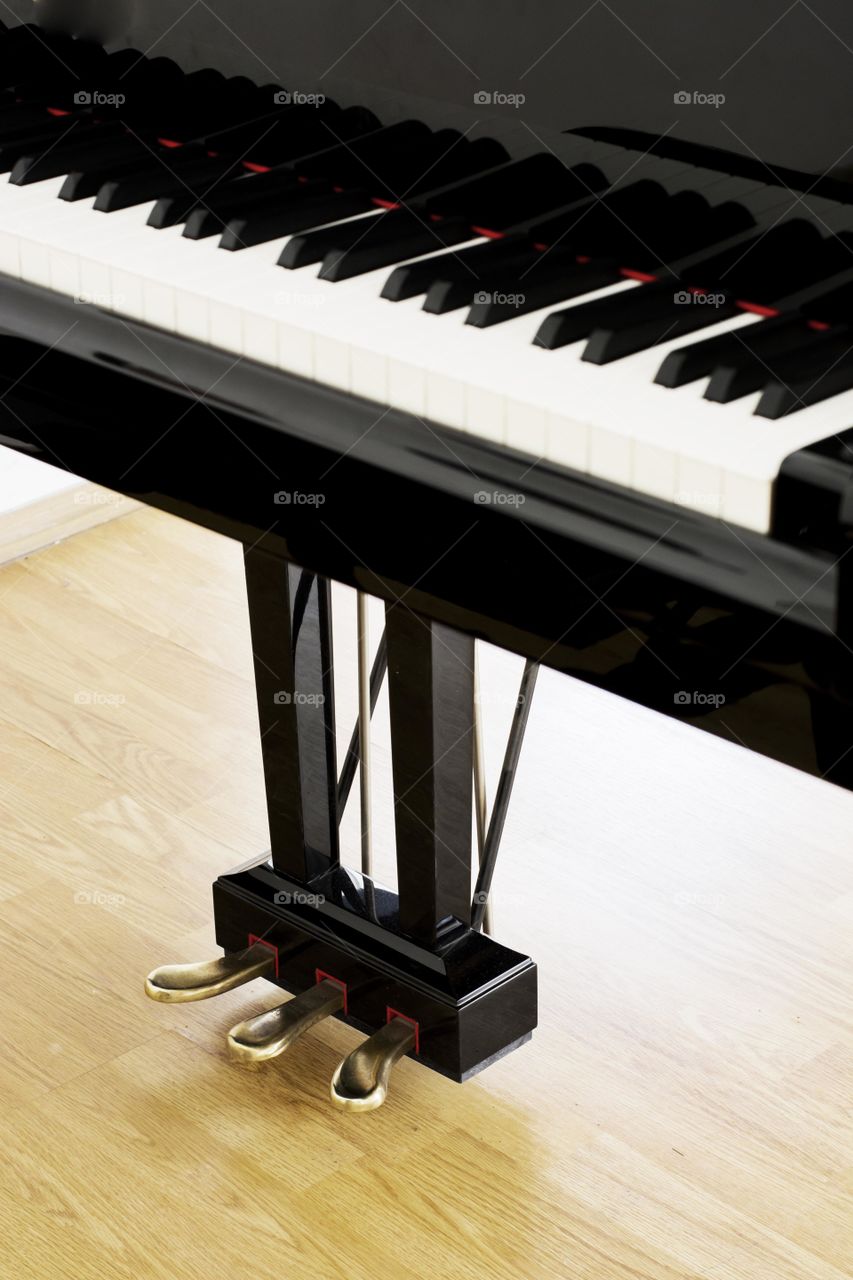 concert piano. pedals of a concert piano