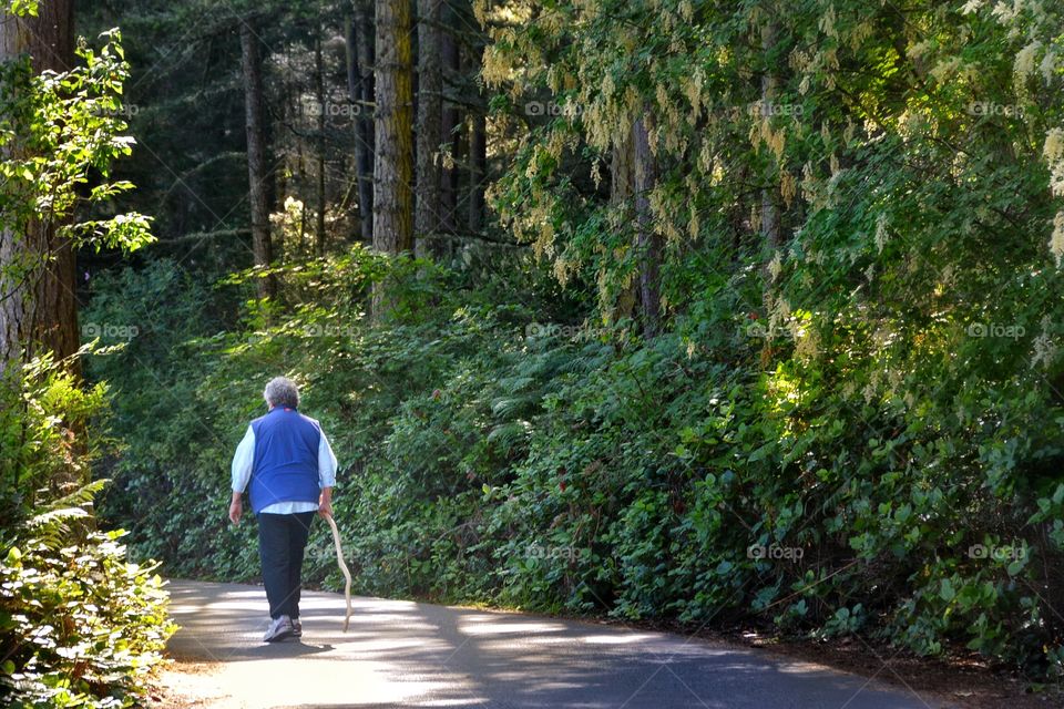 Elderly woman walking