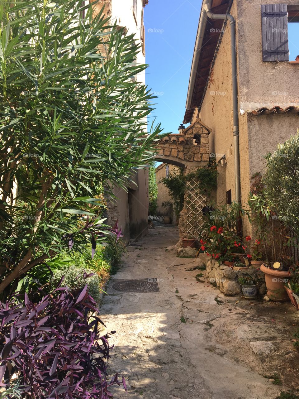 Little street in old hilltop village from Provence