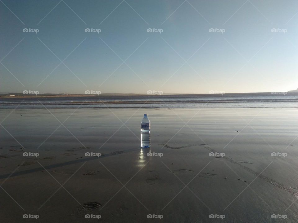 A bottle near the beach at essaouira City in Morocco