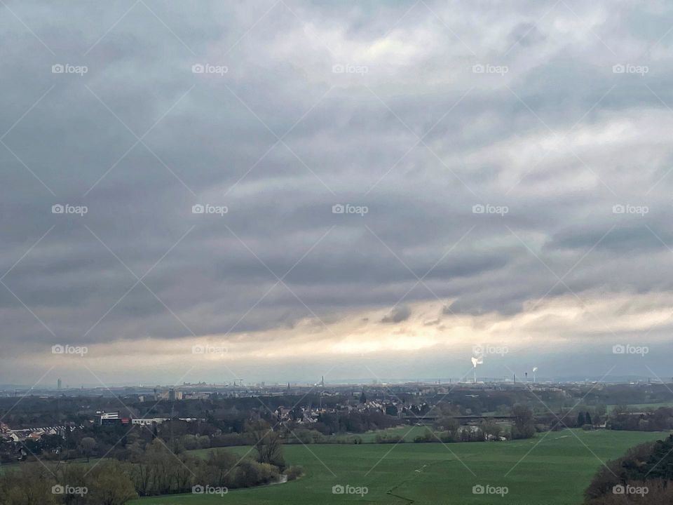 Cityscape of Nuremberg with dramatic sky