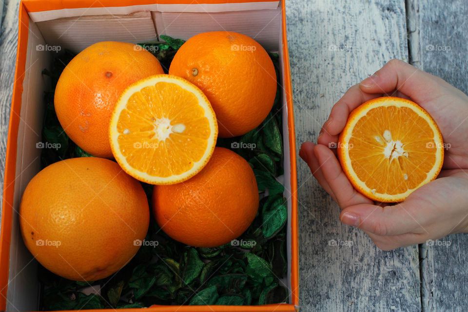 Orange, fruit, hands, Orange in hands, food, still life, abstraction