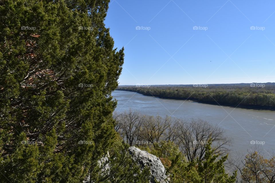 Overlooking the Missouri River from a cliff on the Lewis and Clark Trail. 
