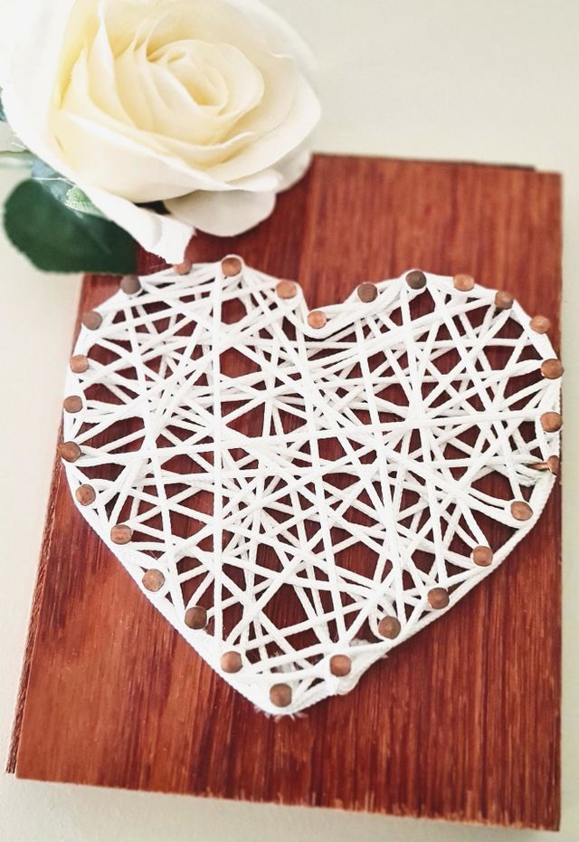 Nail string art! Love Heart