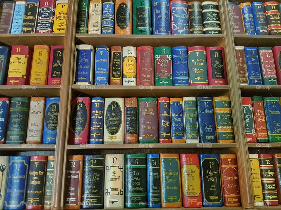 Mini bookshelf full of miniture books