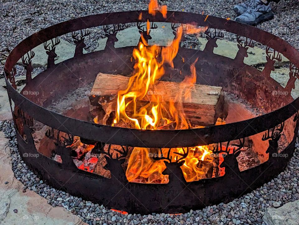 Relaxing by the fire