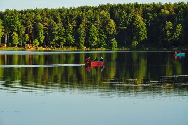 boat on the lake in olsztyn, poland