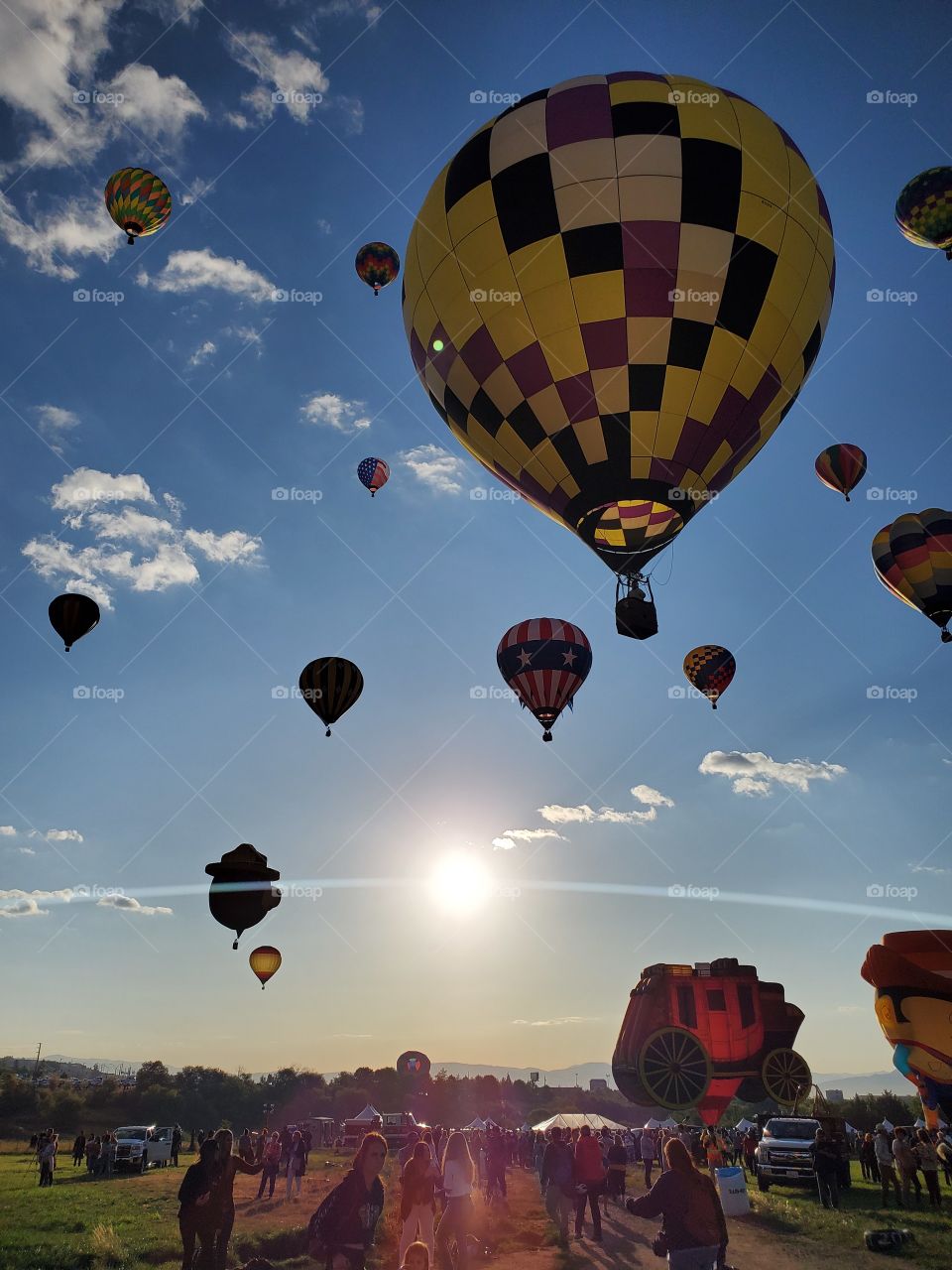Hot Air Balloons Against Sunrise, The Great Reno Balloon Race 2019 [Reno, NV USA]