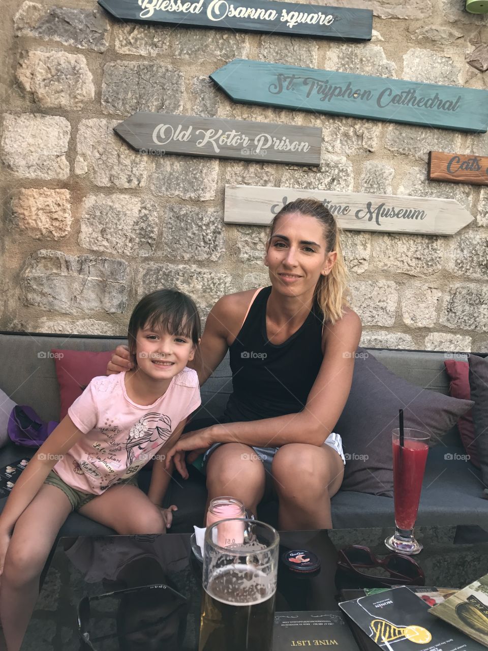 Mother and daughter in cafe