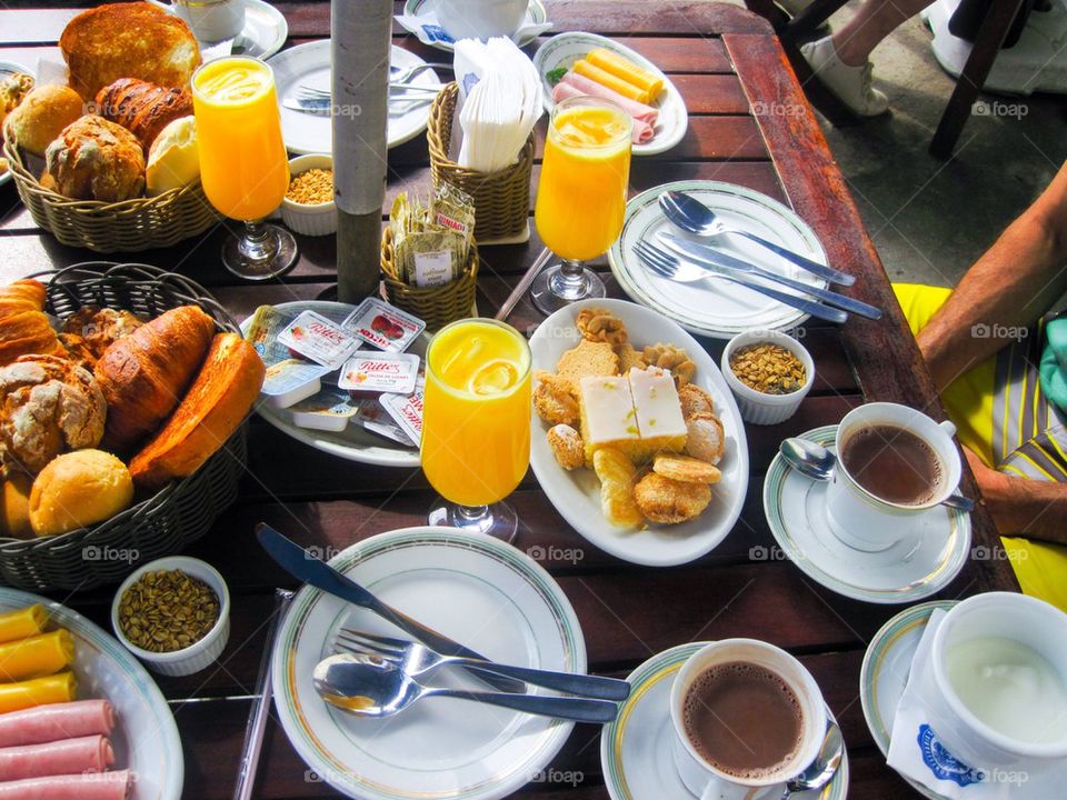 Brazilian breakfast spread 