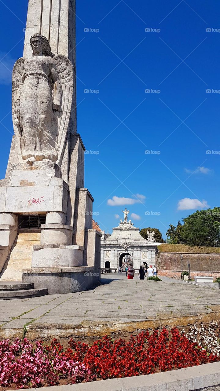 statue with an angel at the Carolina fortress, Alba iulia