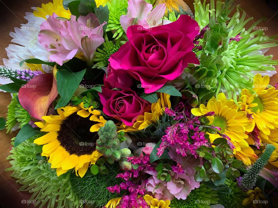 Beautiful multicolored flower bouquet.