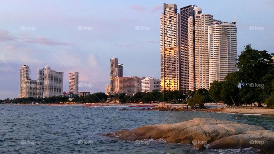 Urban water 💦 Sunset 🌅 Buildings 🏢