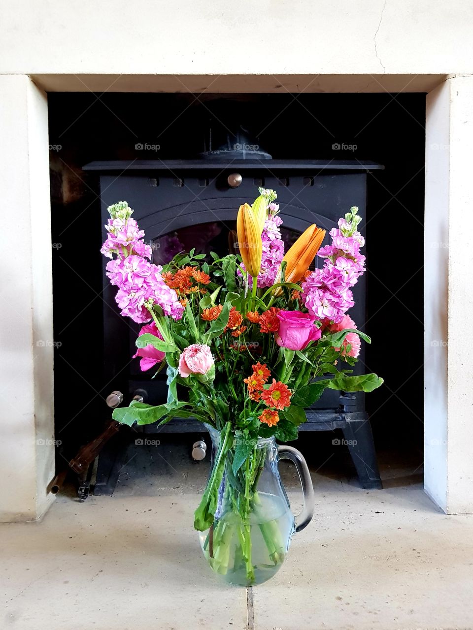 Spring flowers on the hearth