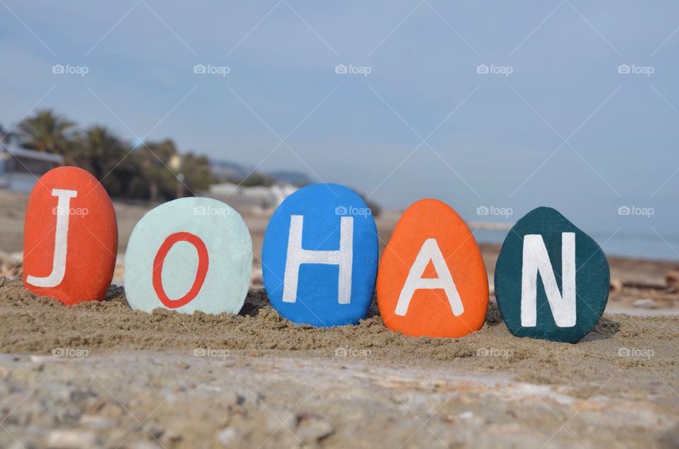 Johan, male name on colourful stones