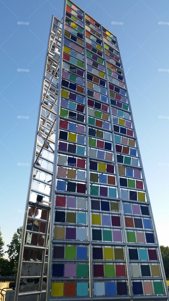 art in the sky, many colored squares