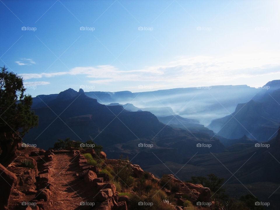 Foggy morning in mountains