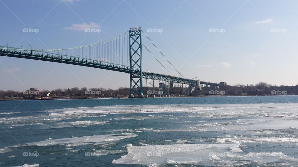 Bridge from Detroit to Canada January