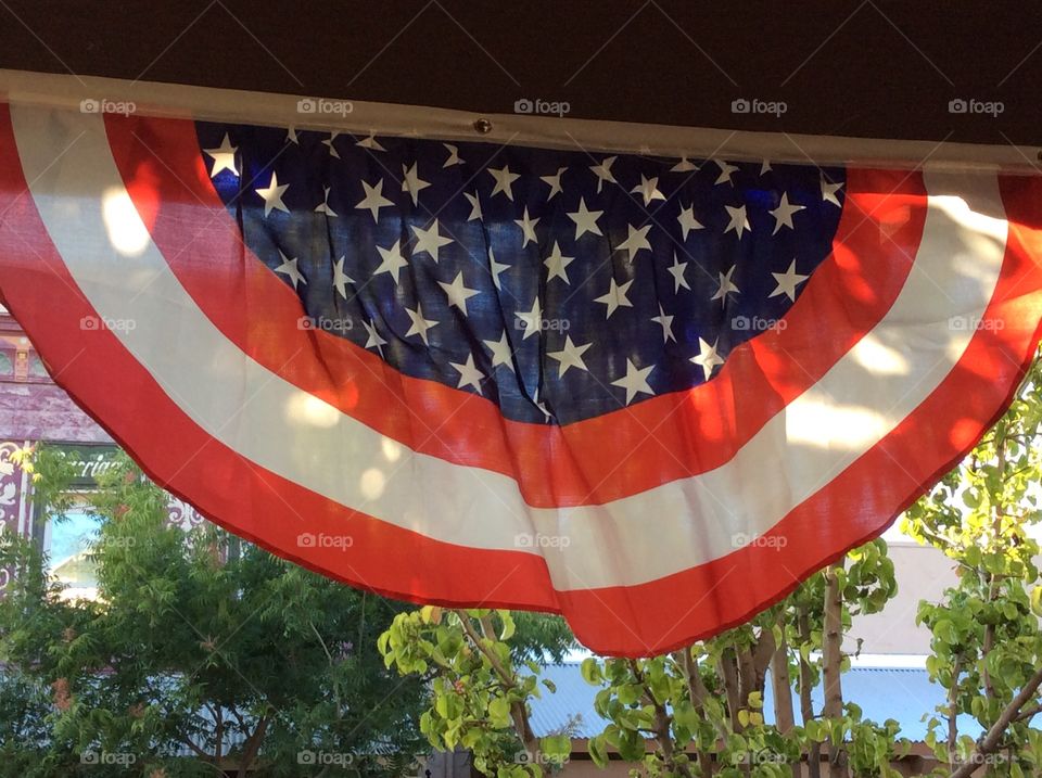 Light shining through a banner flag 