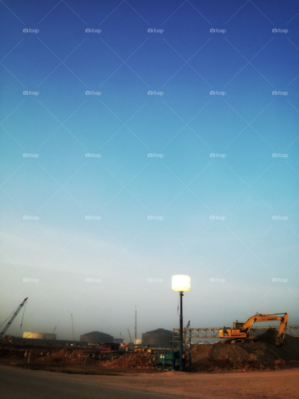construction, crain, sky, sunset, view, no person