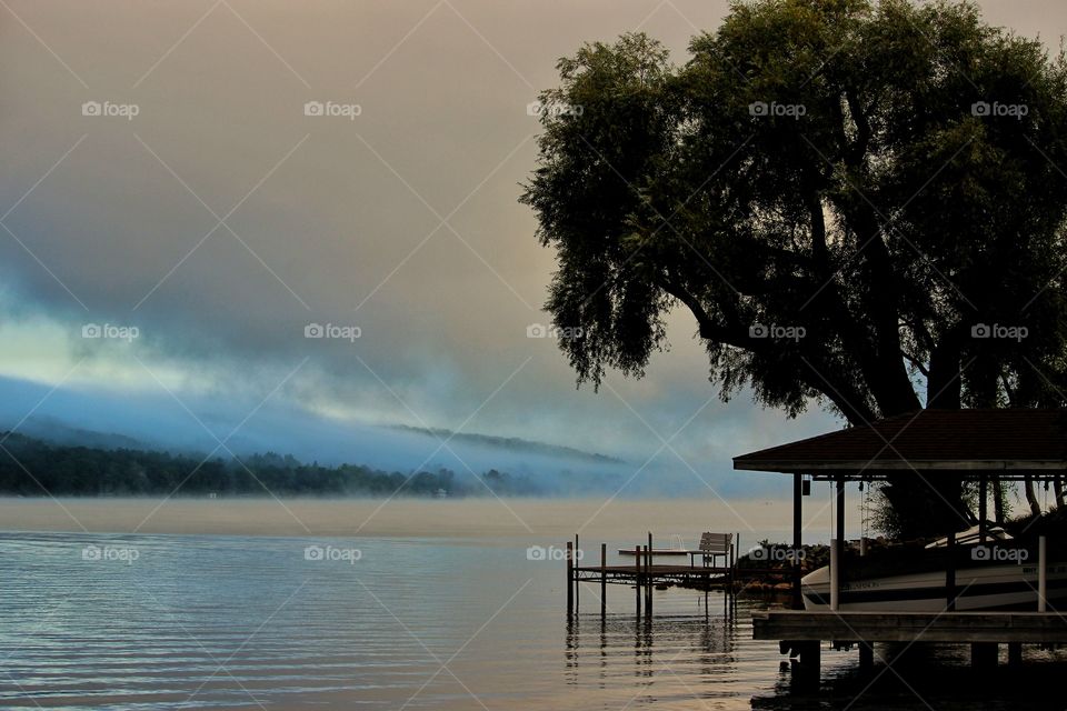 Keuka Lake morning fog