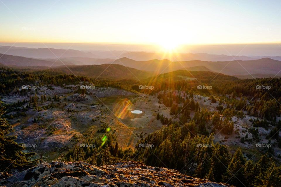 Backpacking Sunset over Three Sisters Wilderness.