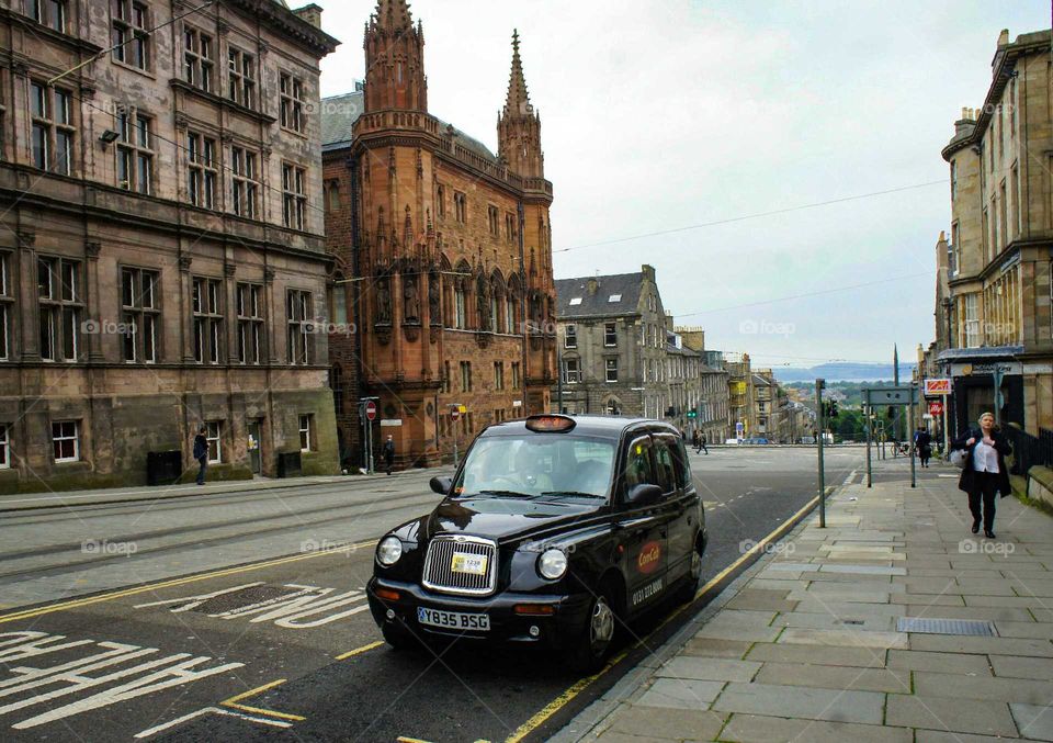 Typical old Scottish taxi cab