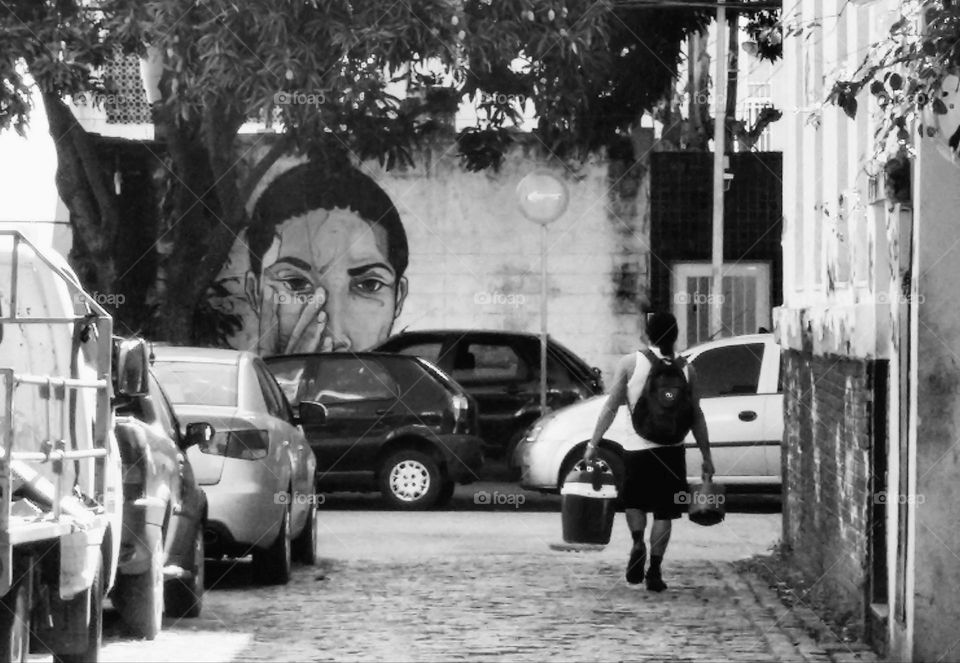 Botafogo street in black and white