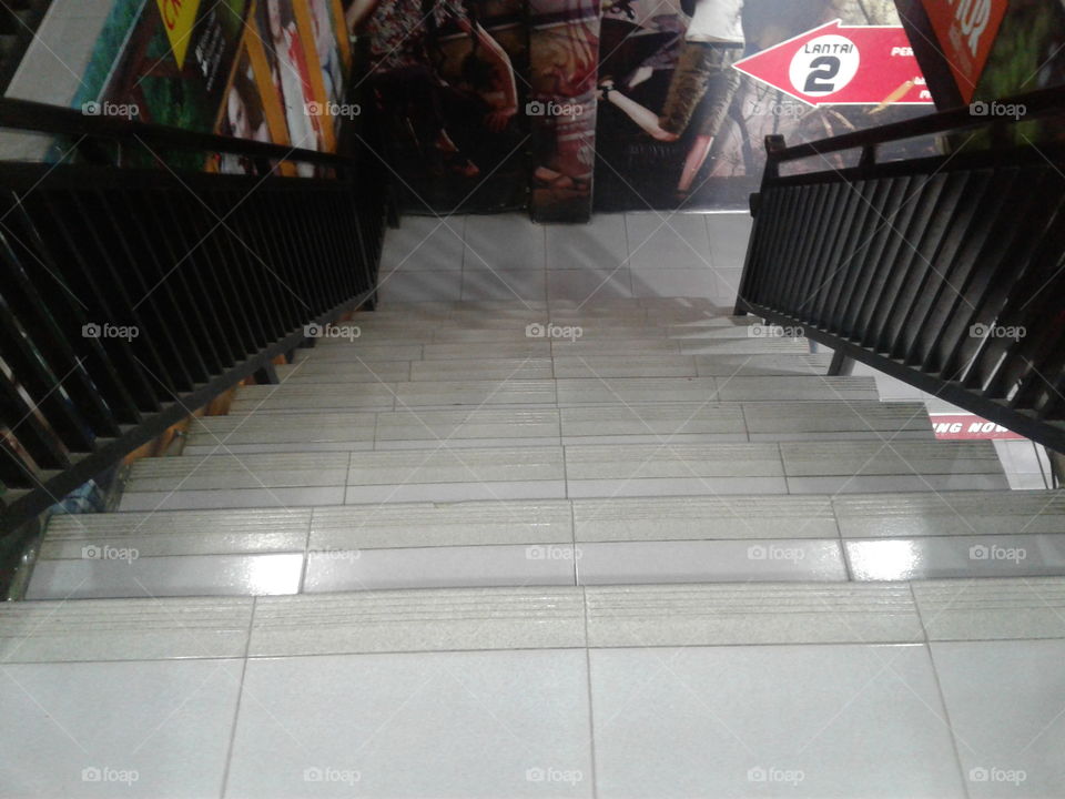 stairs down in the shop