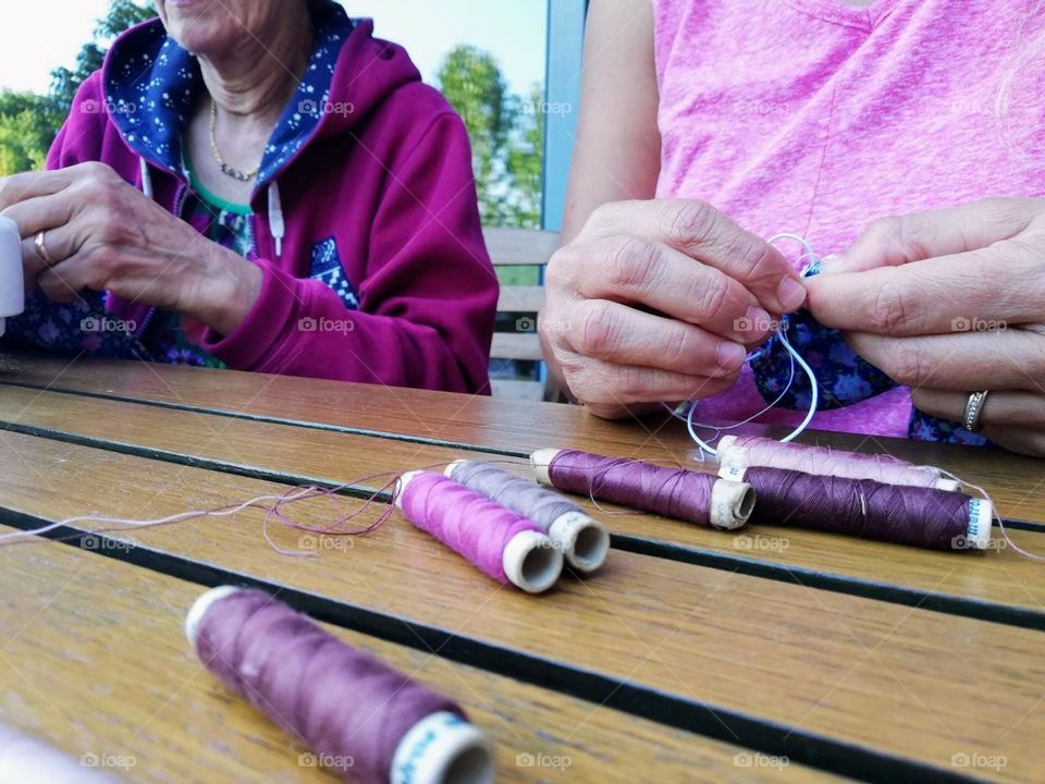 Women sewing