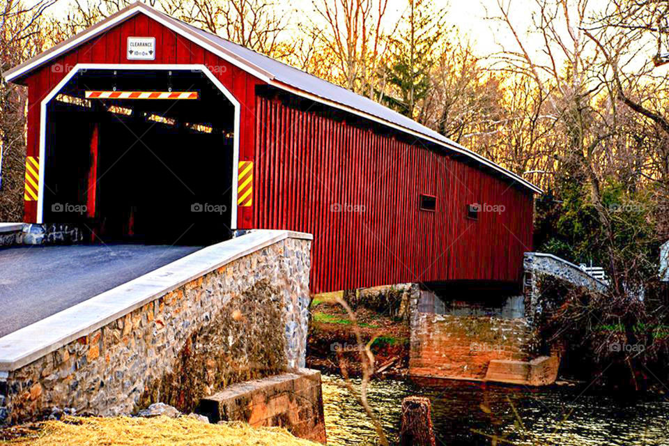 Pennsylvania covered bridge. One of the many beautiful covered bridges in Lancaster County Pennsylvania