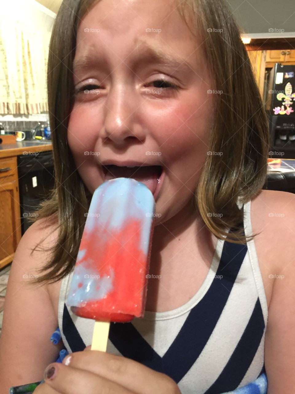 Ice cream stuck on tongue 