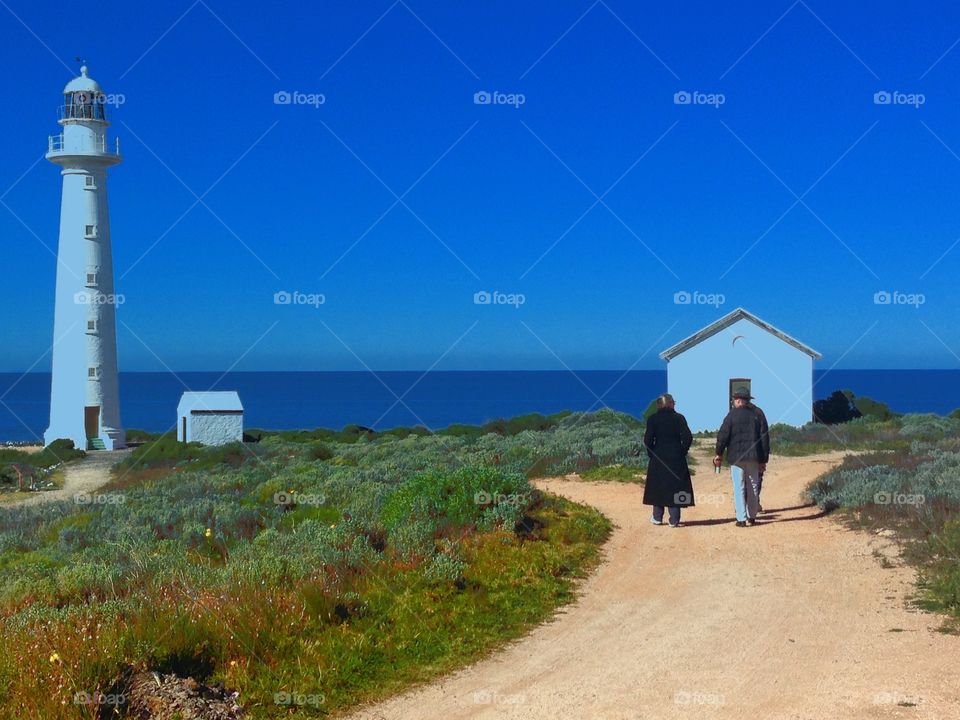 Walking toward lighthouse, South Australia. Walking toward lighthouse, South Australia