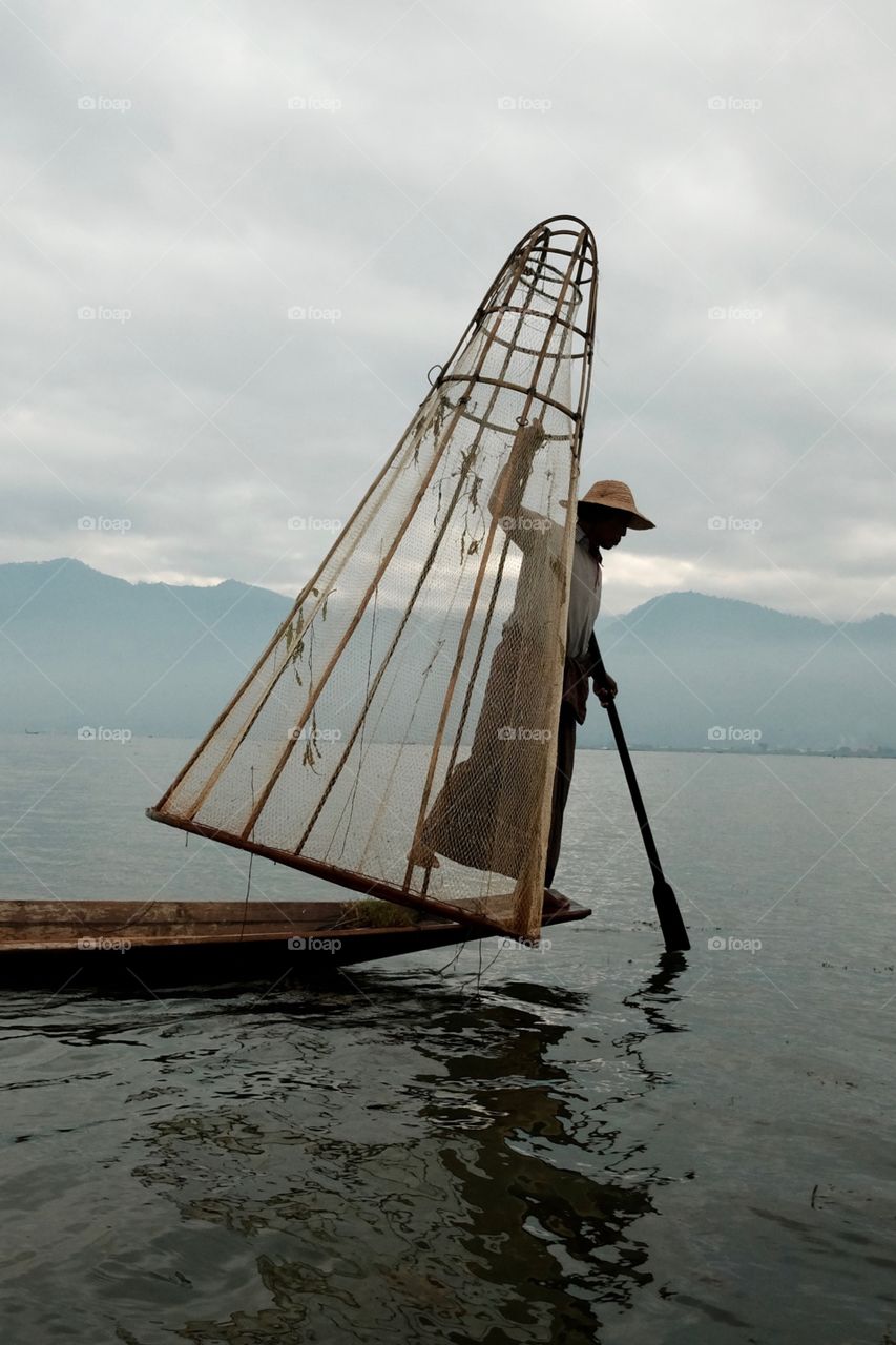 Serious fish catching