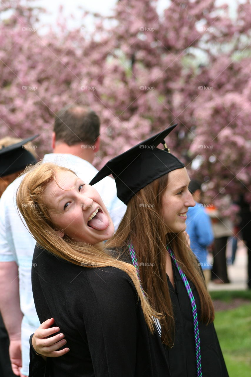 Closeup of graduate student making funny face
