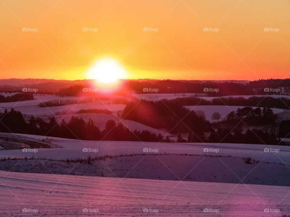 Cold winter sunset
