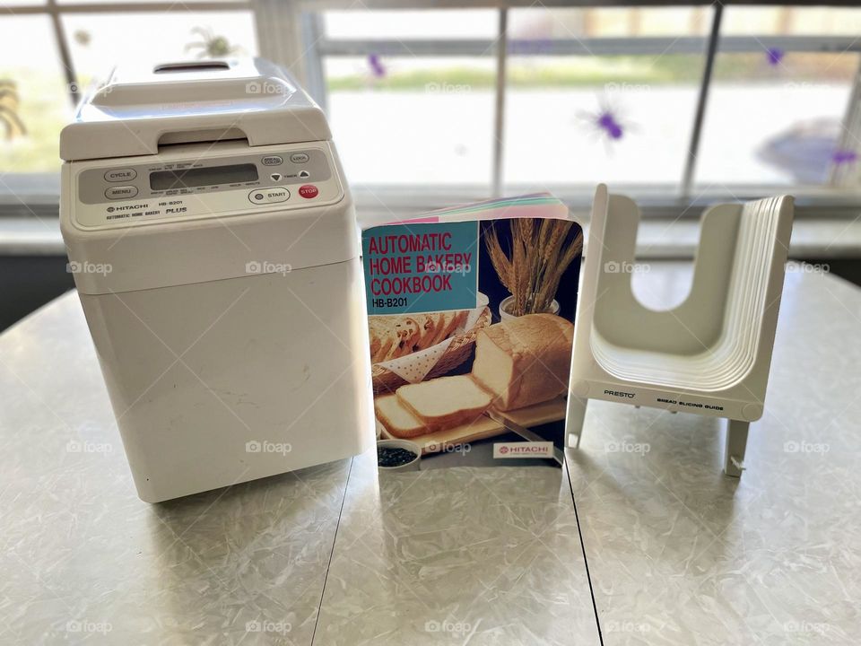 Hitachi bread maker, getting ready to make bread, bread maker and slicer, making bread at home, making homemade bread, making meals at home
