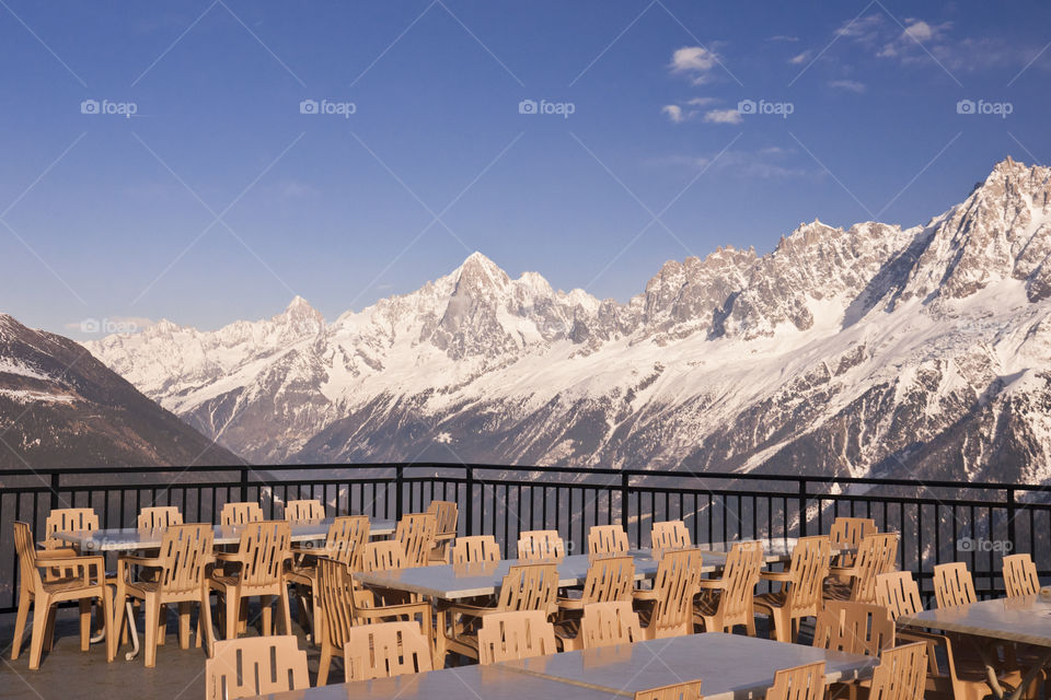 Cafe in mountains Chamonix, France