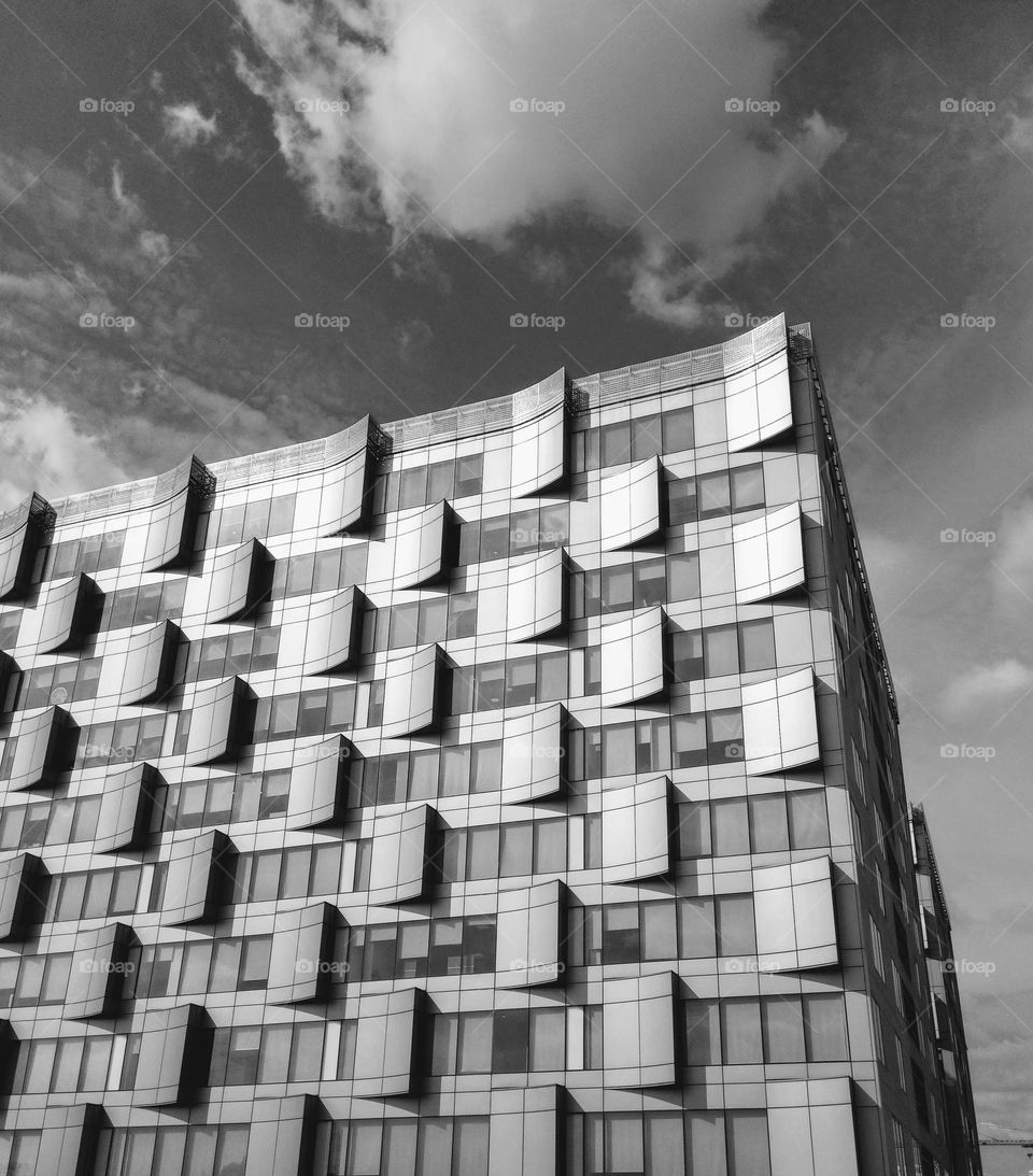 Exterior of a building in monochrome