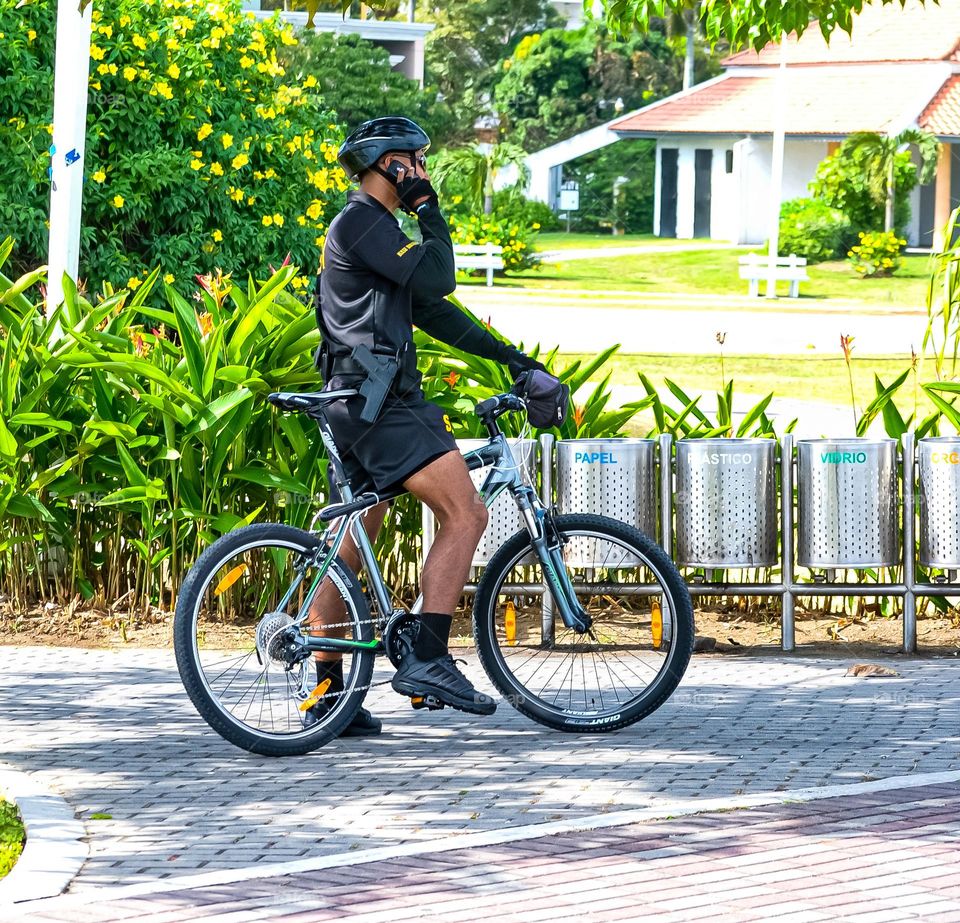 Police officer on a bicycle