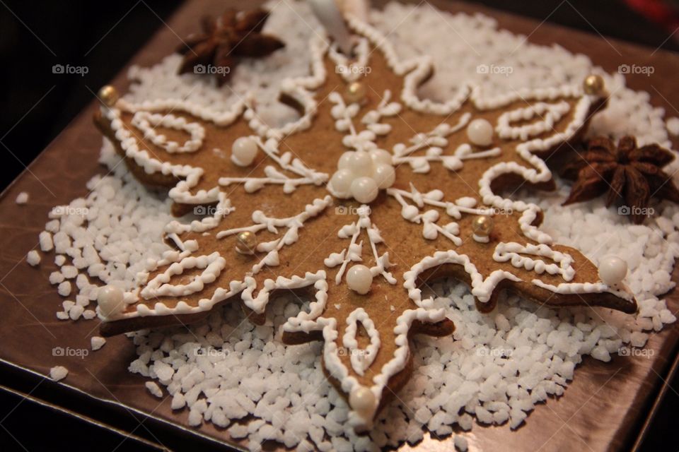 Gingerbread snowflake. Gingerbread snowflake ornament