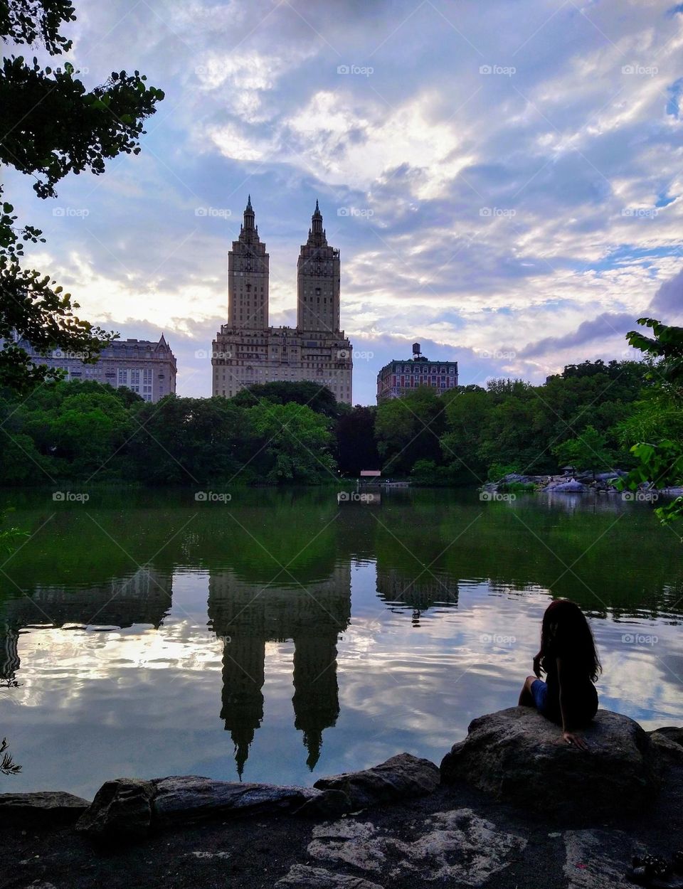 Scene in NYC with Clouds in Central Park