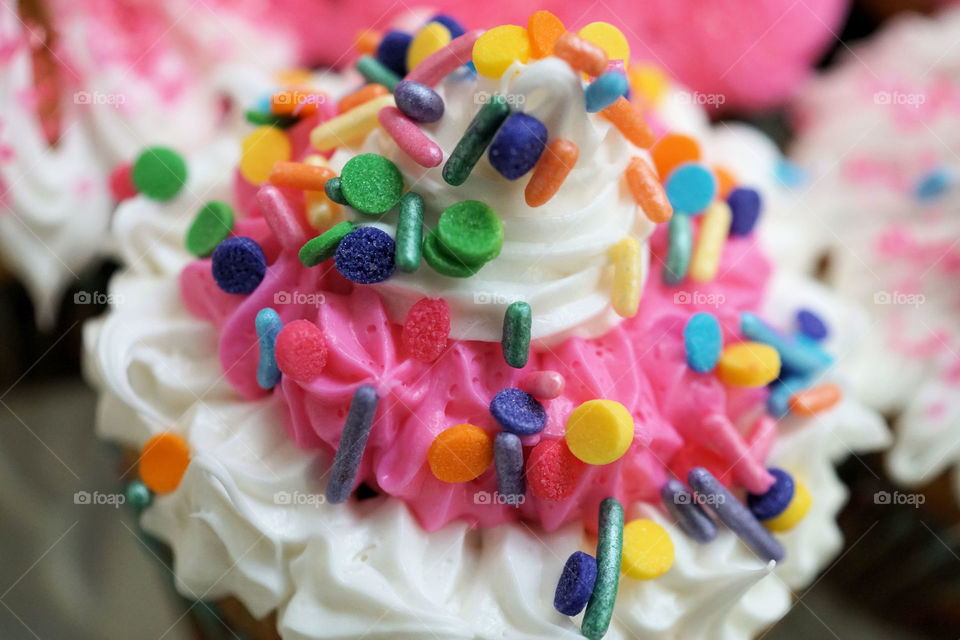 Close-up of sprinkles on cupcake