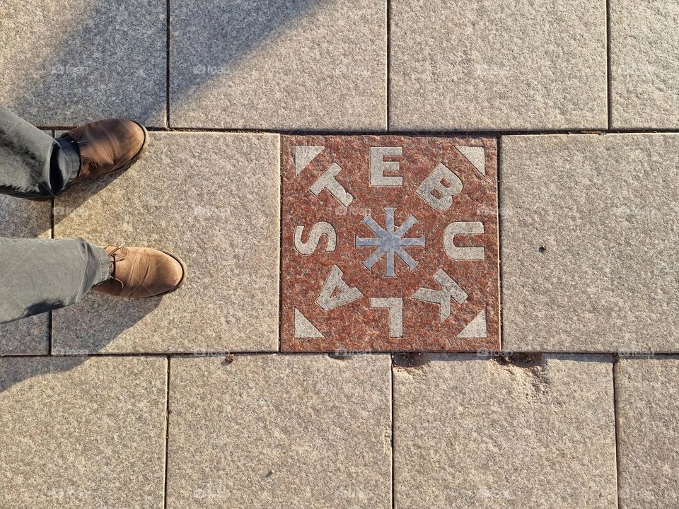 Stebuklas Miracle Tile in Vilnius, Lithuania (marking the end of the longest human chain)